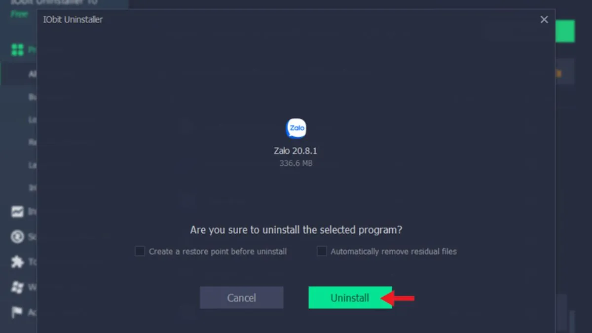 Gỡ Zalo bằng IObit Uninstaller
