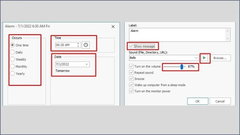 Tùy chỉnh sâu về hành vi của phần cứng khi báo thức kêu