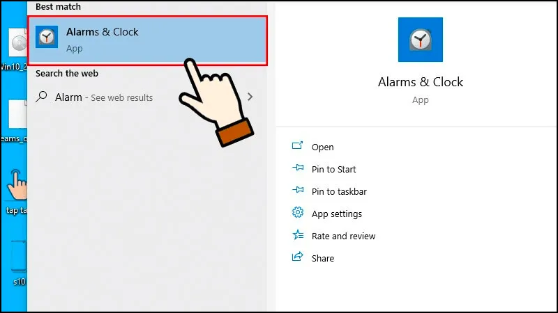 Khởi chạy Alarms & Clock từ danh sách kết quả