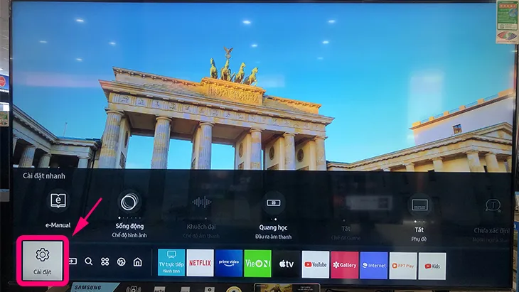 Mục cài đặt trên tivi Samsung