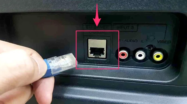 Cổng LAN phía sau tivi Sharp