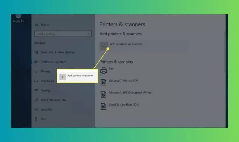 Thêm máy in trên Windows 10