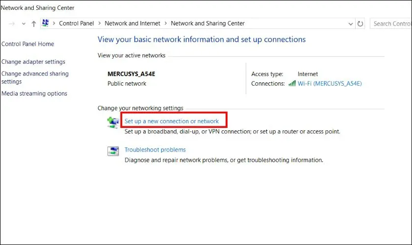 Thiết lập kết nối mới