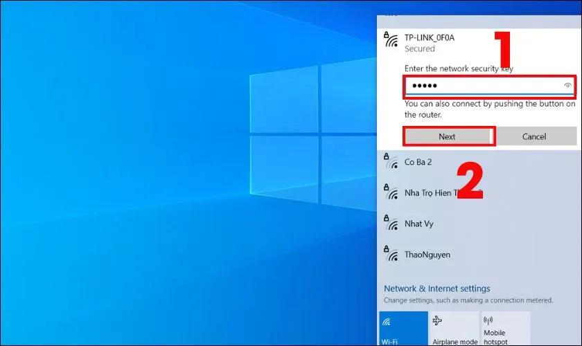 Nhập mật khẩu WiFi