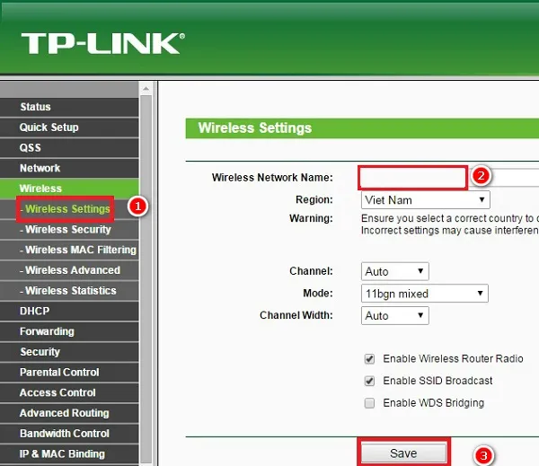 Cấu hình tên WiFi