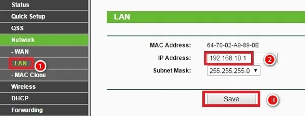 Thay đổi địa chỉ IP LAN