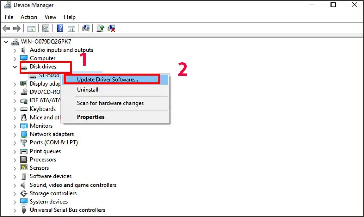 Cập nhật driver ổ cứng