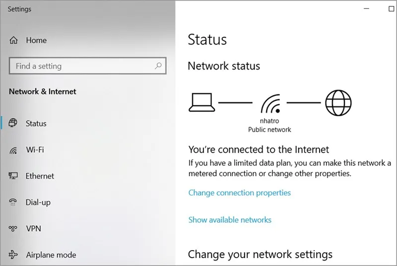 Kiểm tra tín hiệu và cấu hình mạng internet