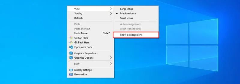 Bật hiển thị biểu tượng Desktop