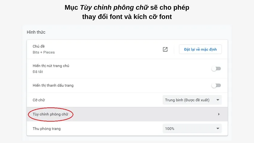 Tùy chỉnh font trong Chrome