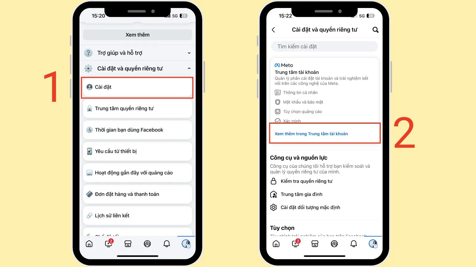 Chọn mục Thông tin cá nhân trong Trung tâm tài khoản