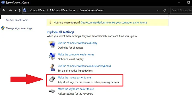 Bước 3: Chọn mục Make the keyboard easier to use