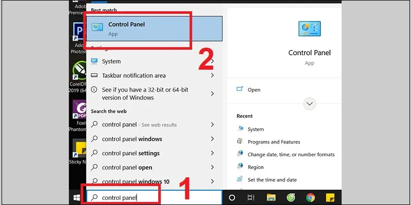 Bước 1: Tìm kiếm và mở Control Panel