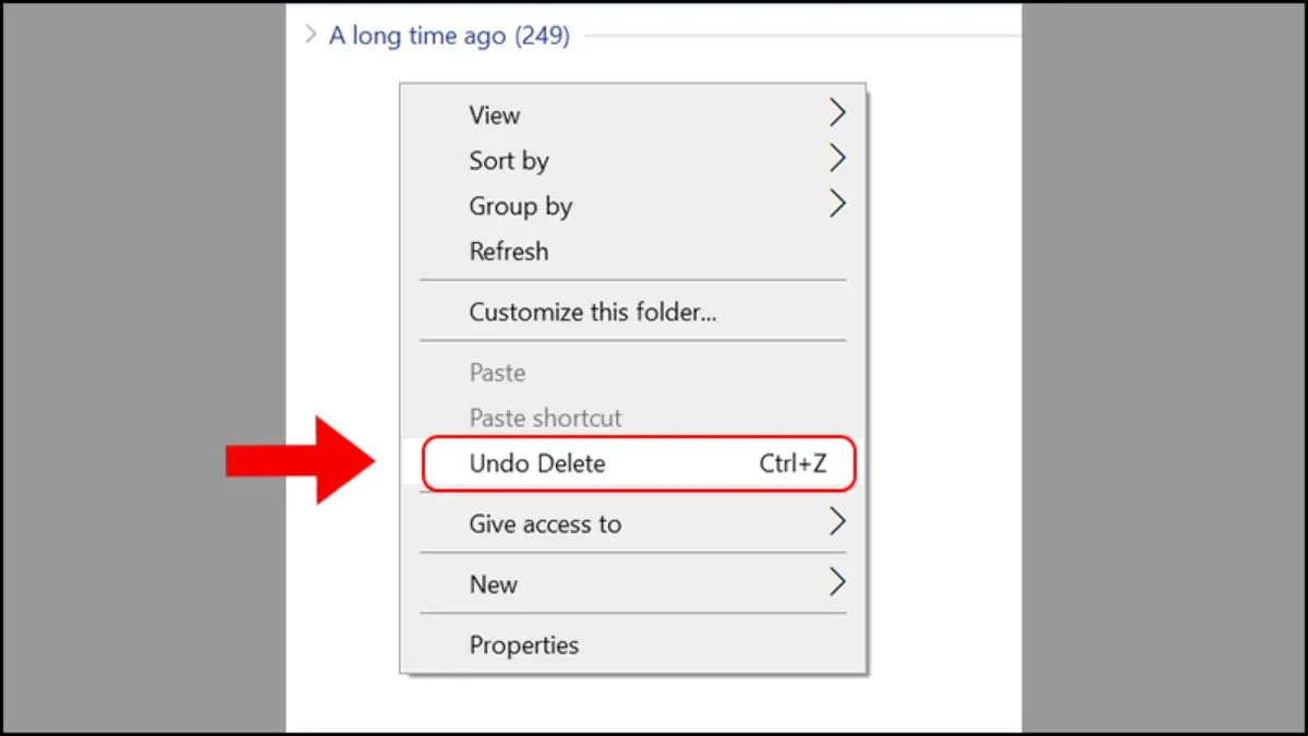 Undo Delete trong File Explorer