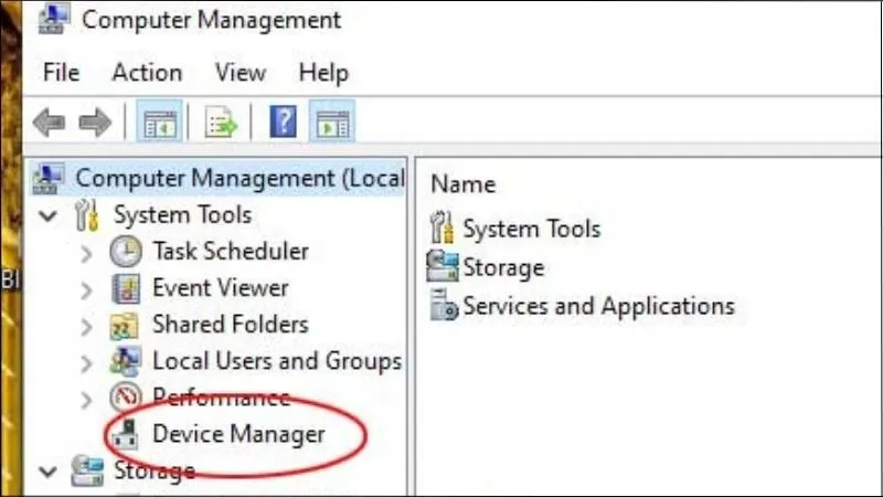 Ngay tại vị trí của cột bên trái, chọn Device Manager