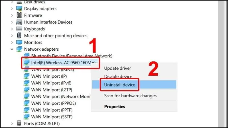 Nhấn vào biểu tượng của drive, chọn Uninstall device