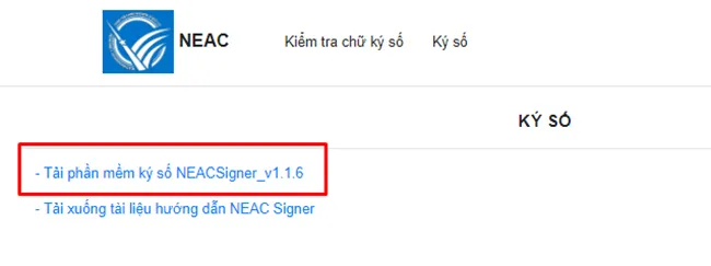 Trang tải phần mềm NEACSigner