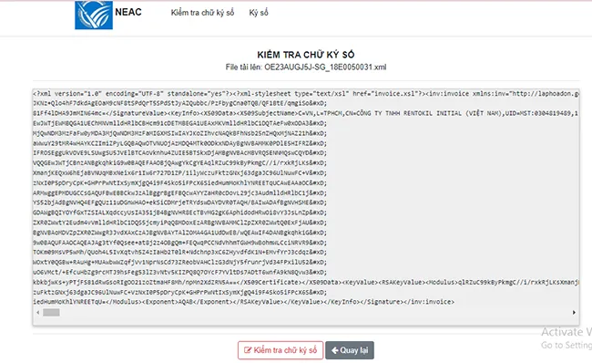 Giao diện tải file lên hệ thống NEAC