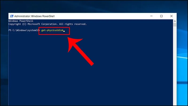 Sử dụng lệnh get-physicaldisk để truy vấn phần cứng