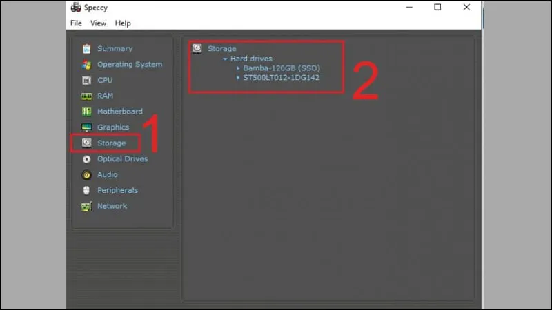 Giao diện phần mềm Speccy kiểm tra linh kiện chuyên sâu