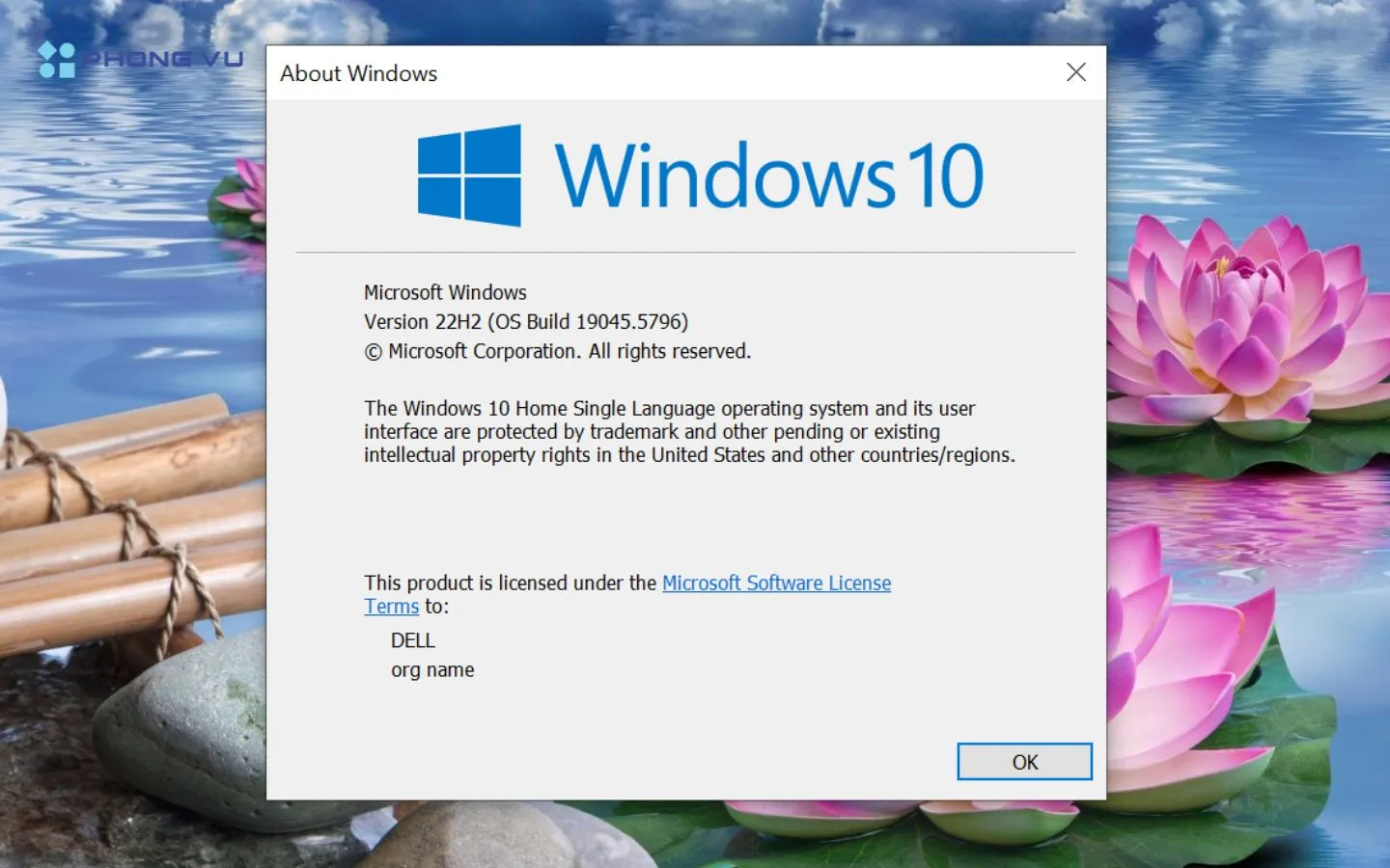 Lệnh winver hiển thị thông tin Win