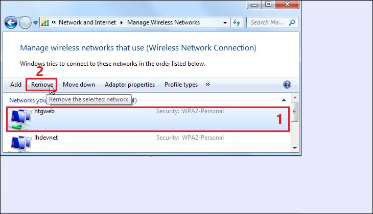 Xác nhận xóa mạng phát sóng WiFi Ad hoc ra khỏi danh sách