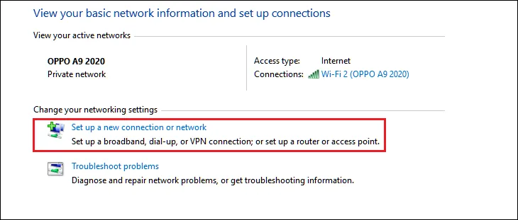 Bắt đầu tiến trình thiết lập một mạng mới từ máy tính laptop