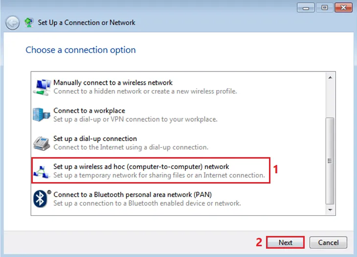 Lựa chọn giao thức mạng máy tính tới máy tính Ad hoc