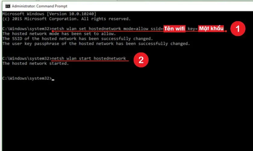 Tạo hotspot bằng Command Prompt