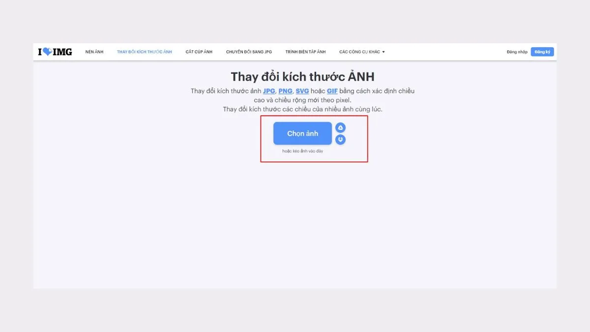 Cách Resize ảnh hàng loạt bằng iloveimg bước 1