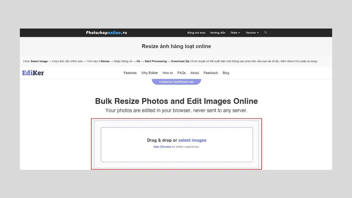 Cách Resize ảnh hàng loạt bằng Photoshoponline.vn bước 1
