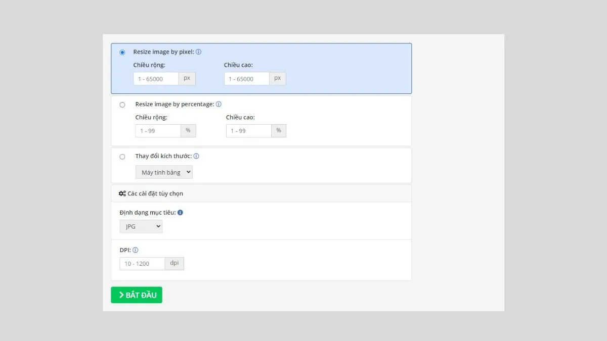 Cách Resize ảnh hàng loạt bằng web Img2gobước 3