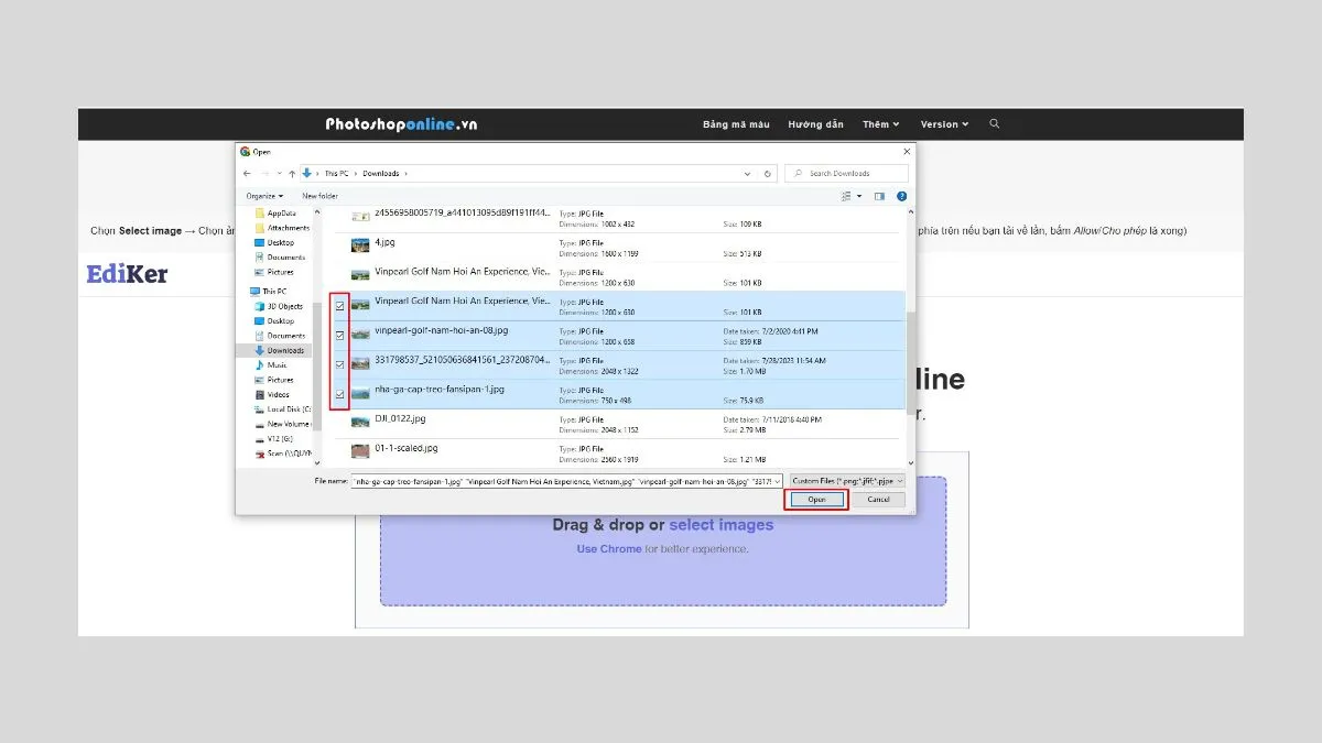 Cách Resize ảnh hàng loạt bằng web bietmaytinh bước 2