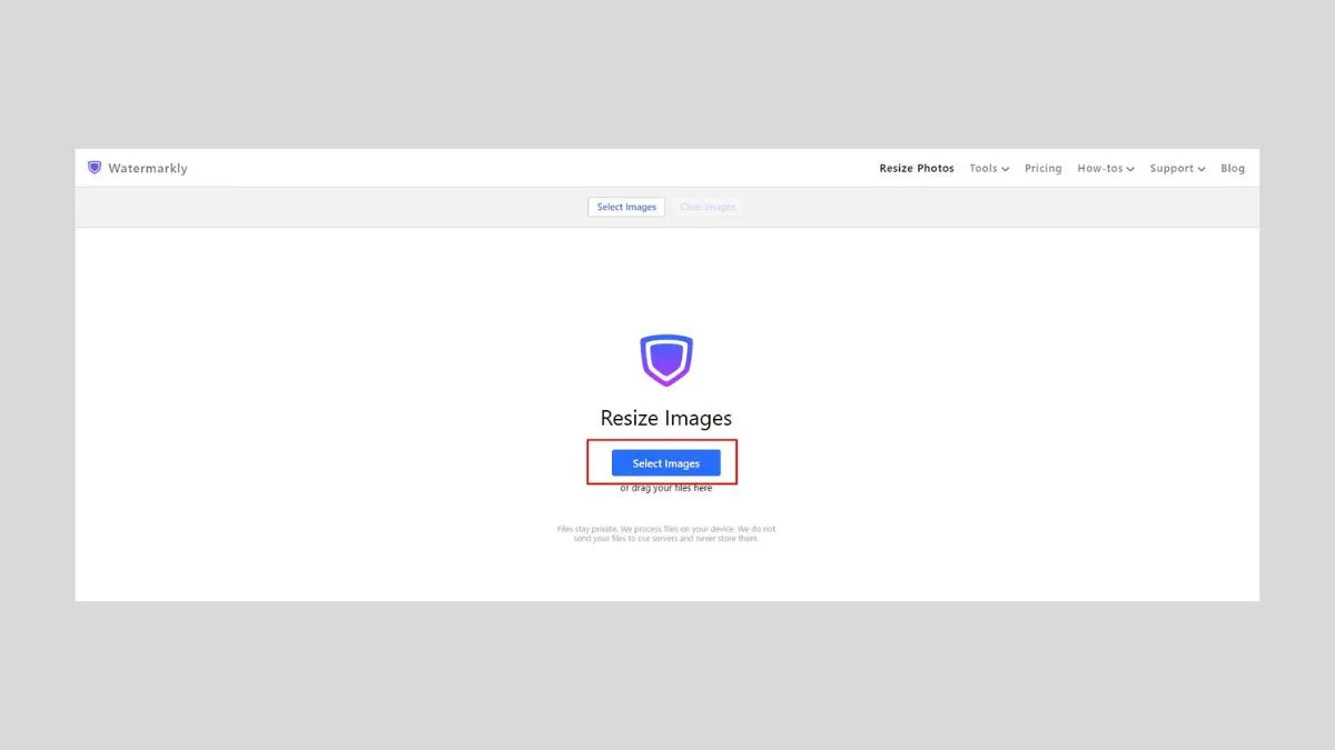 Cách Resize ảnh hàng loạt bằng web watermarkly bước 1