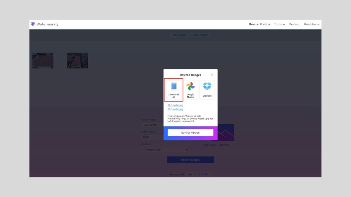 Cách Resize ảnh hàng loạt bằng web watermarkly bước 4