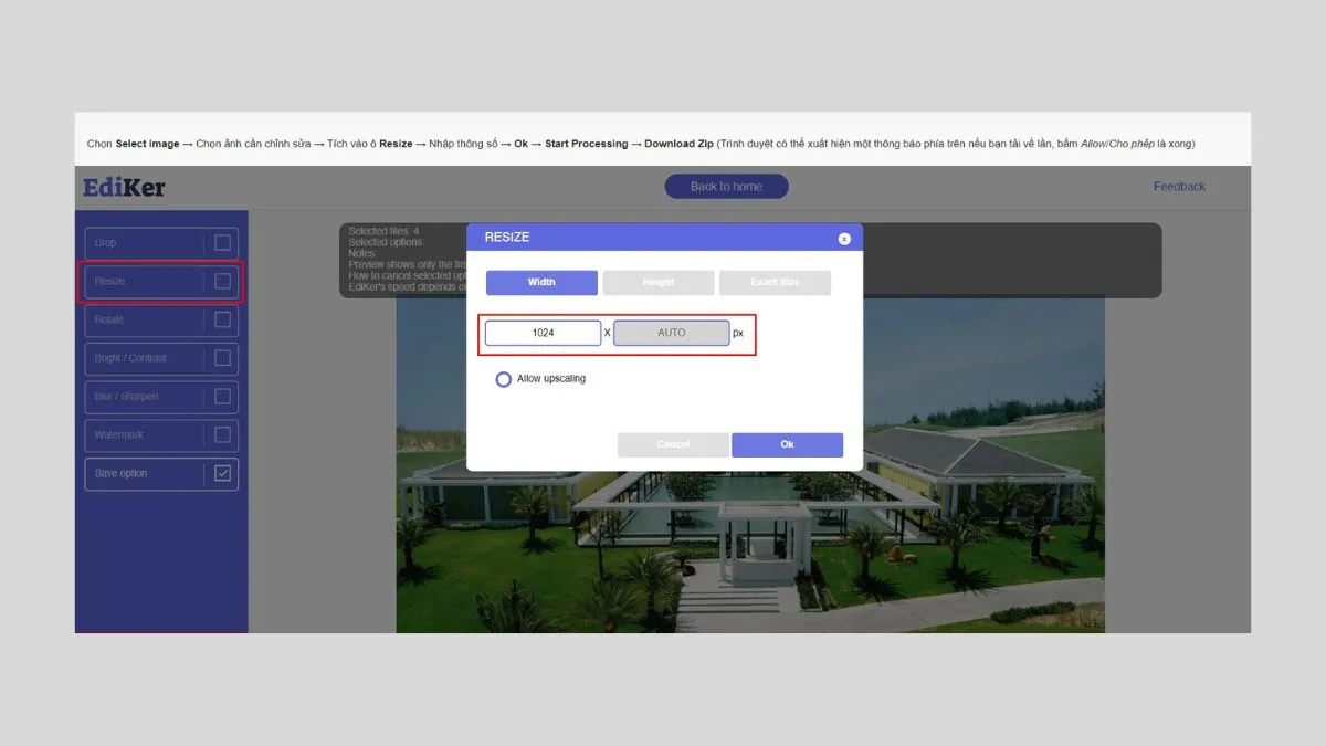Cách Resize ảnh hàng loạt bằng Photoshoponline.vn bước 3