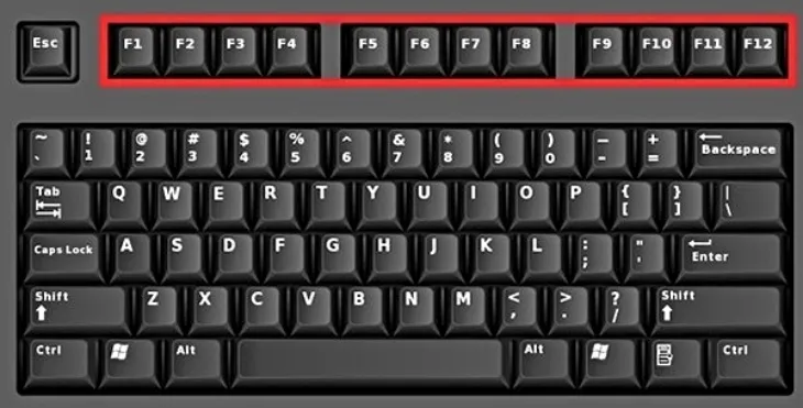 Phần phím chức năng từ F1 đến F12 sẽ nằm ở hàng trên cùng trên bàn phím