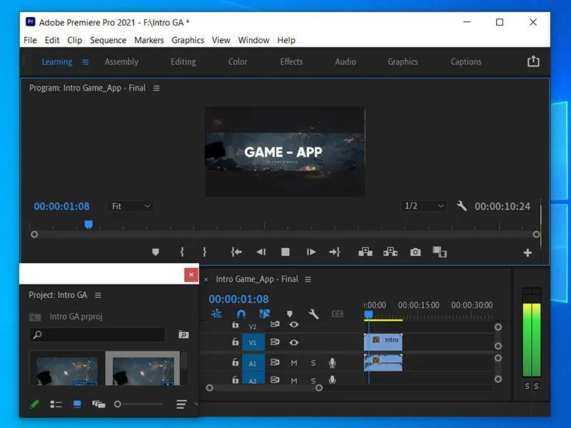 Giao diện Adobe Premiere Pro sau khi cài đặt