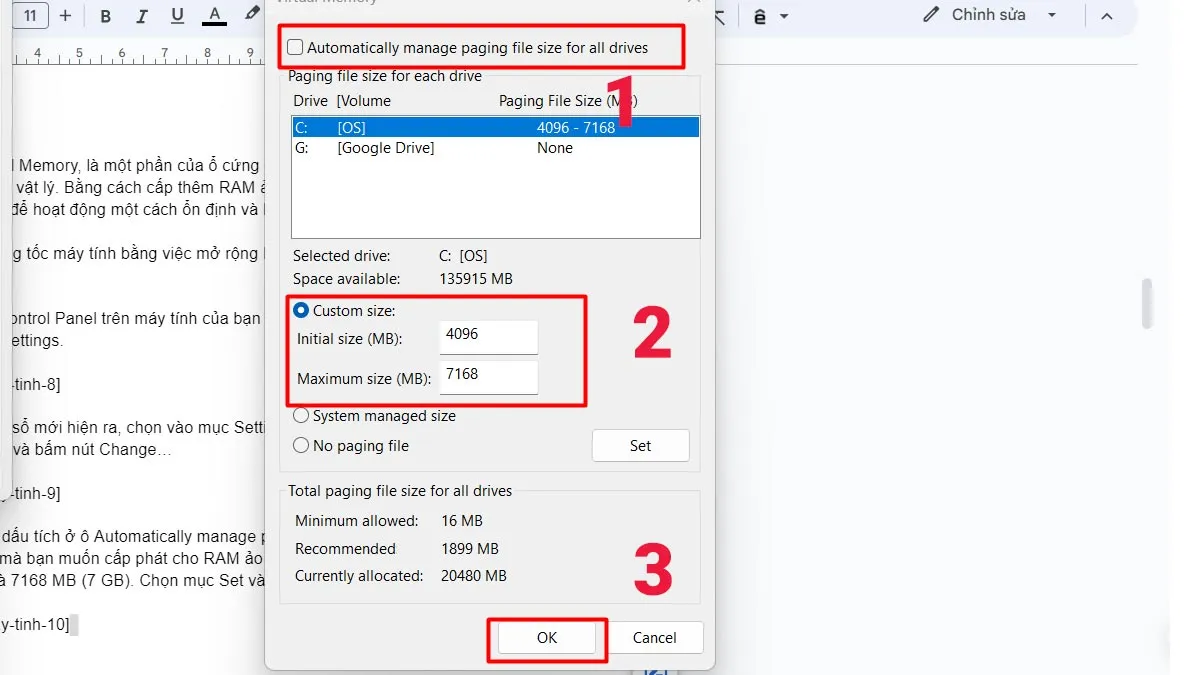Cấu hình RAM ảo cho Windows
