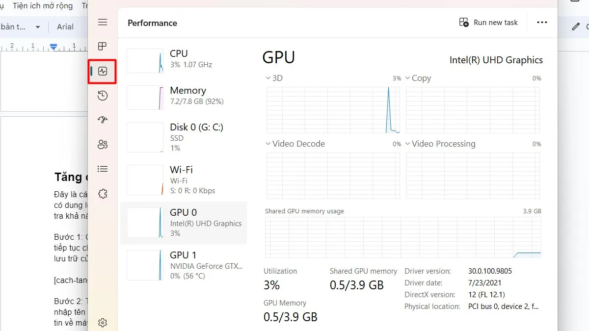 Kiểm tra thông tin RAM hiện tại