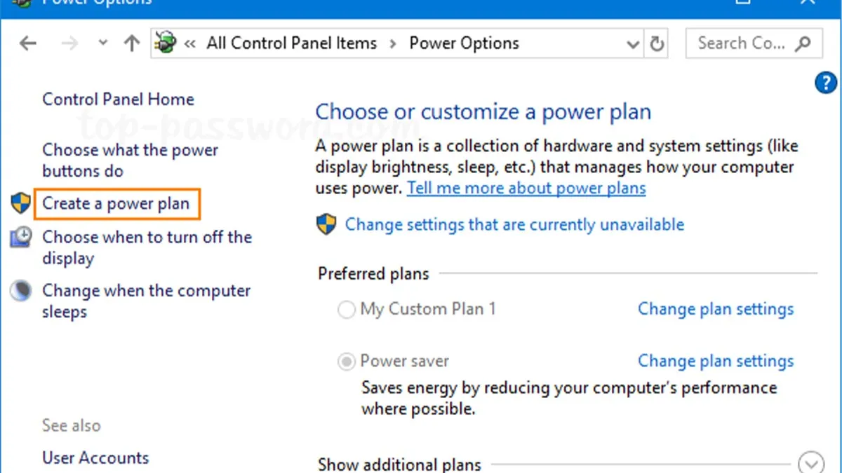 Điều chỉnh chế độ nguồn Windows