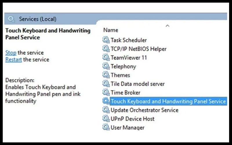 Tắt Touch Keyboard Service trong Services
