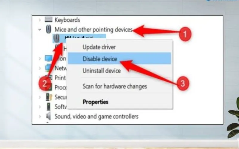 Vô hiệu hóa driver touchpad trong Device Manager
