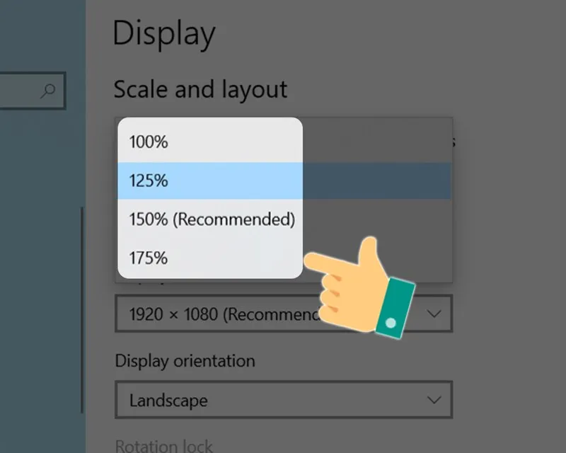 Điều chỉnh tỷ lệ hiển thị