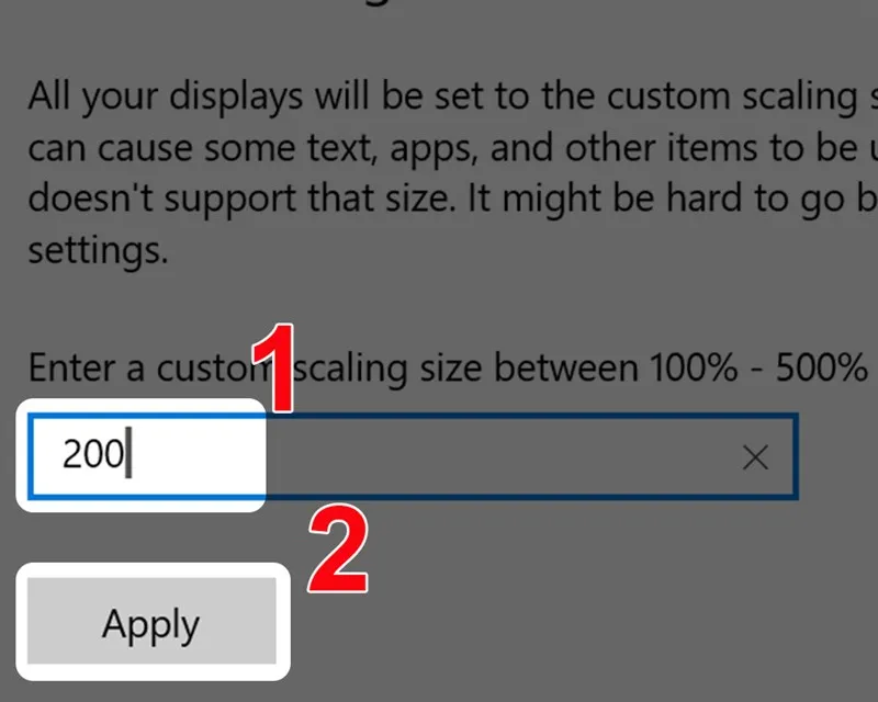 Nhập tỷ lệ tùy chỉnh
