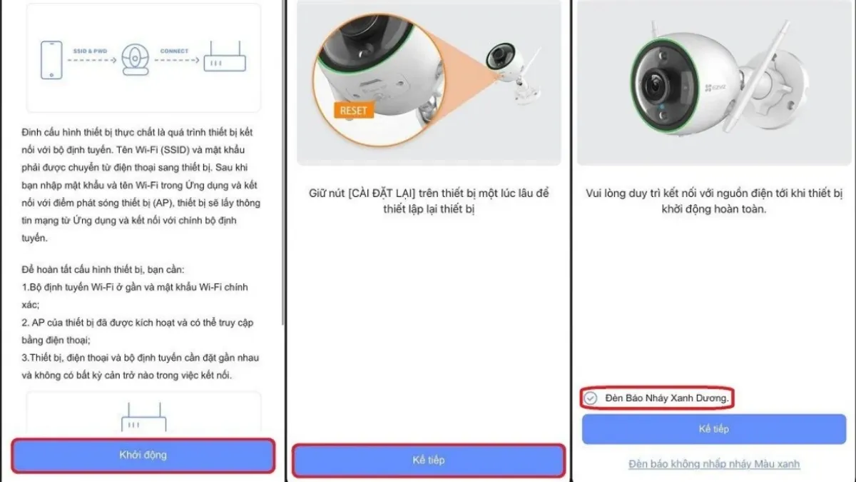 Bước khởi động cho camera khi thay đổi wifi