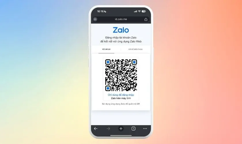 Quét mã QR để đăng nhập Zalo Web