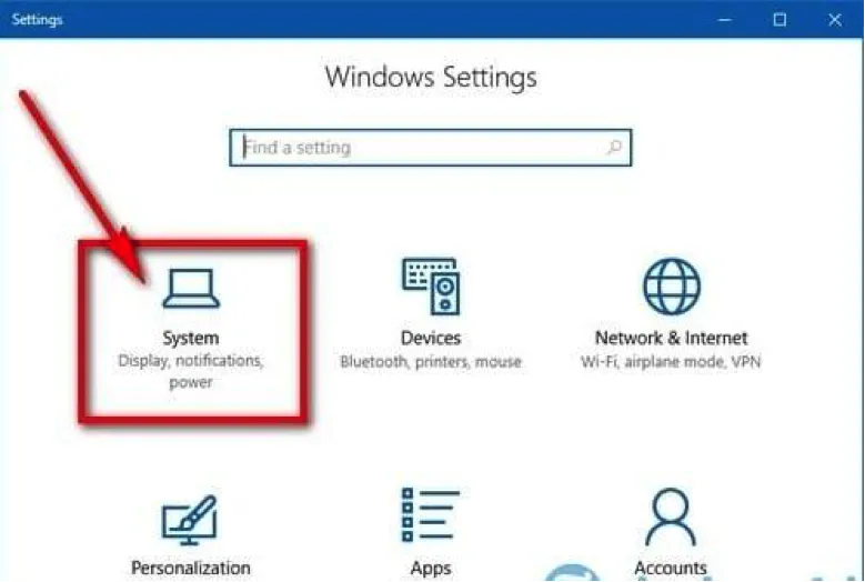 Cách vào mục System để sửa lỗi màn hình bị phóng to