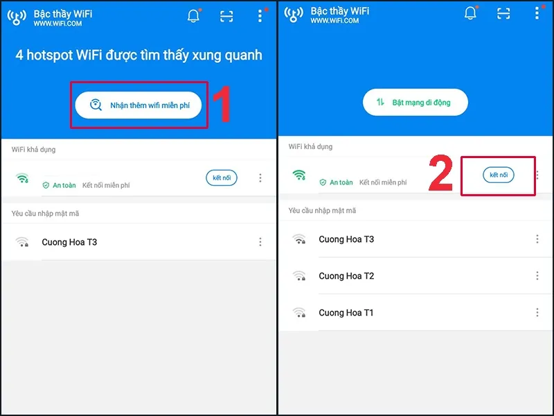 Giao diện WiFi Master trên Android
