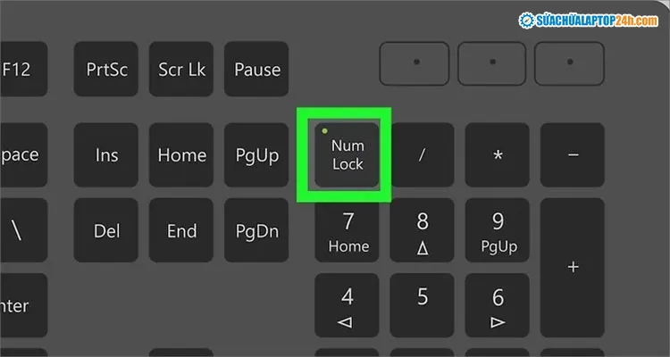 Bật sáng phím NumLock để sử dụng bàn phím số